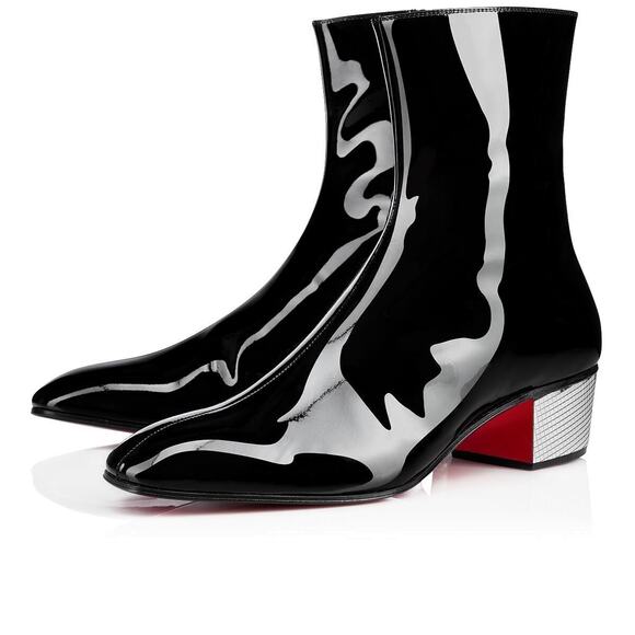 Christian Louboutin Palace Boot Donna 40 Black Patent Leather Heel Boot 37.5 - Picture 1 of 10